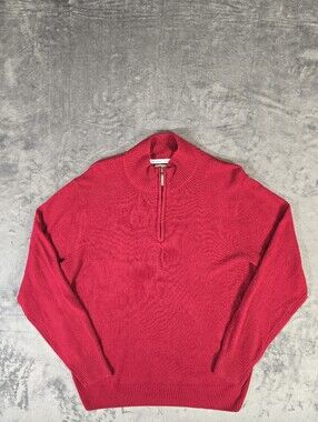 Geoffrey Beene Super Soft 1/4 Zip Pullover Sweater Size XL Red